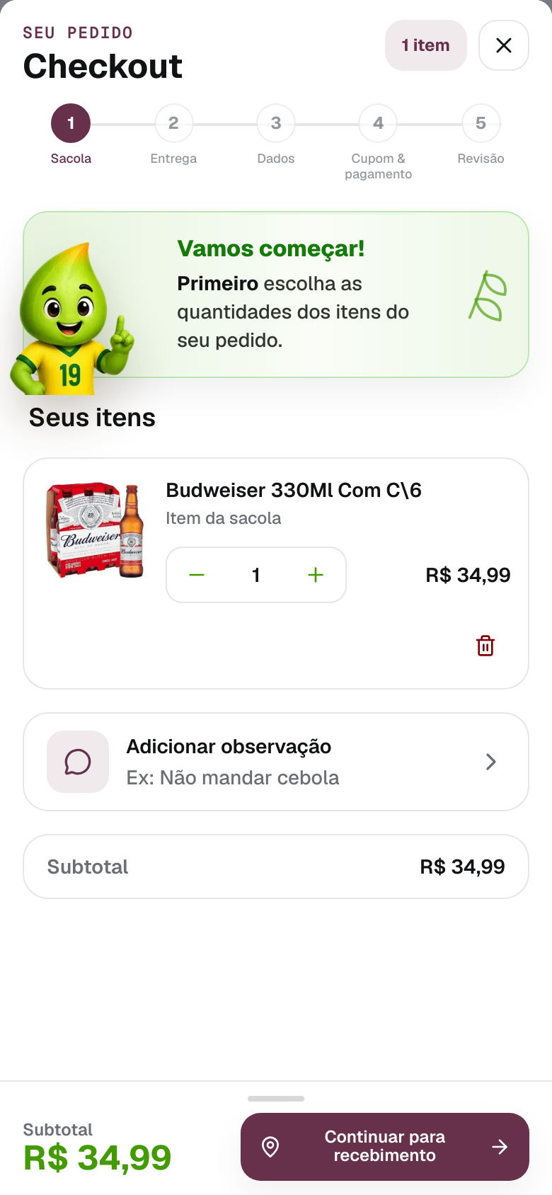 Mockup do passo 2: Pedido é organizado