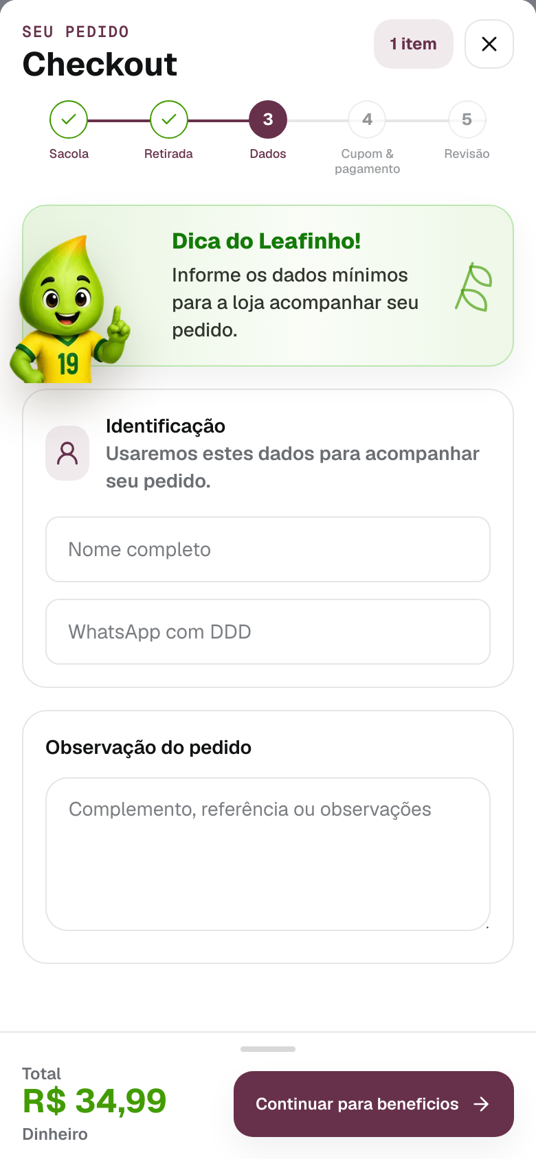 Dados do cliente